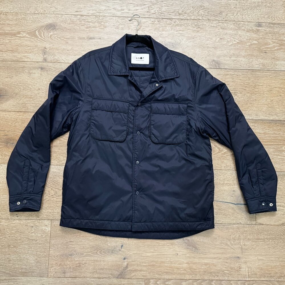 NN07 No Nationality Navy Columbo Jacket Primaloft Nylon Overshirt XL EUC $230